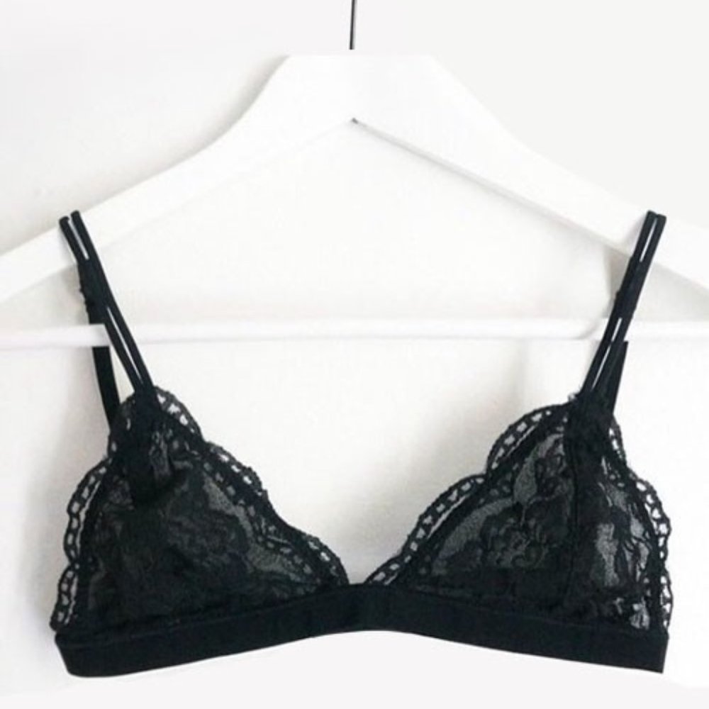 Floral sheer lace triangle low-cut bralette